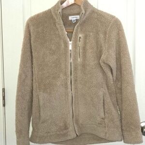 Women's Calvin Klein Brown Serpa ‎ Fleece Jacket with Gold Zippers SOFT  Size S